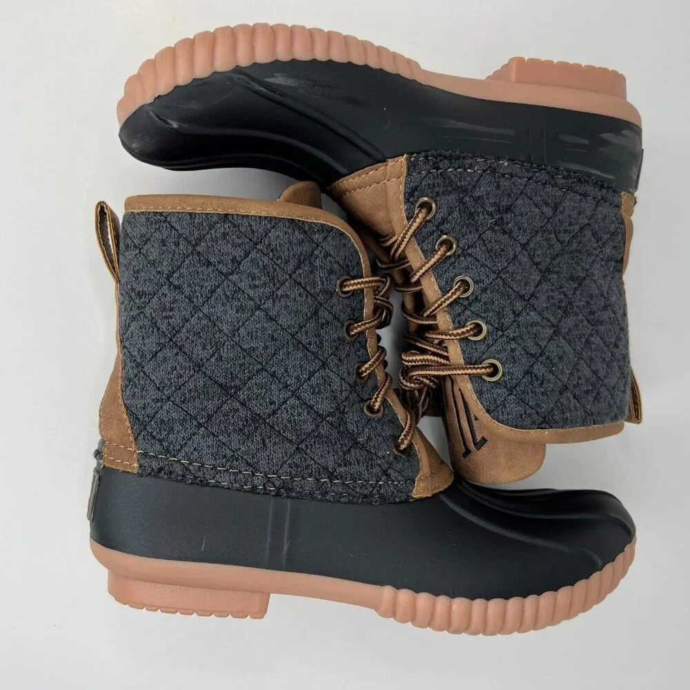 Marleylilly Womens Monogrammed JLE Brown Black Gray Size 6 Duck Boots